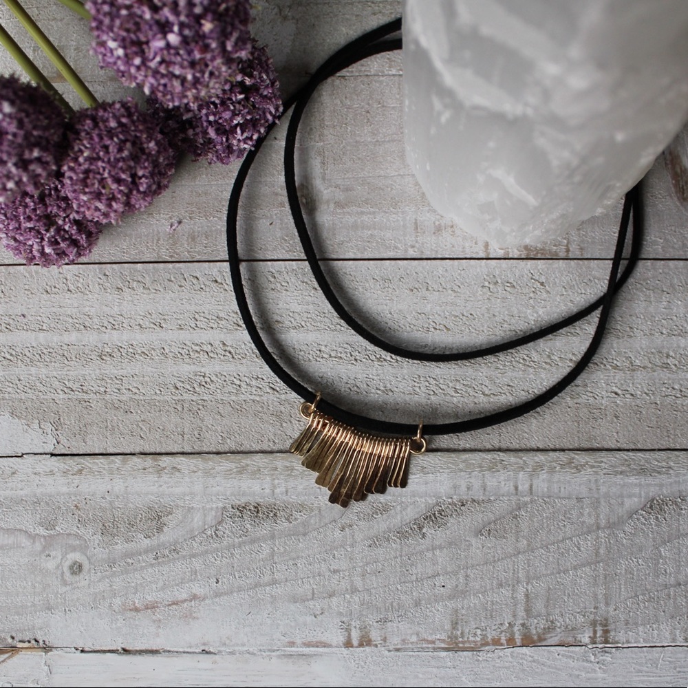 Hammered Brass and Suede Choker